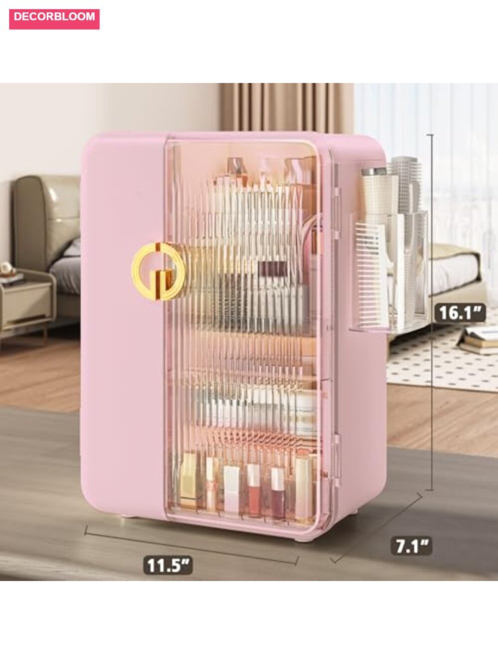 Makeup Organizer with Drawers and Brush Holders - Cosmetic Display Case - Picture 2 of 5